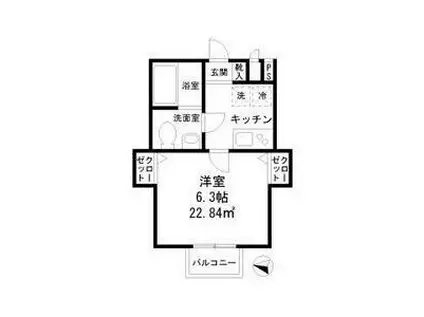 グランドソレーユ(1K/2階)の間取り写真