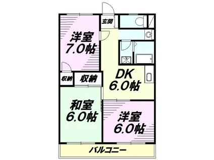 出浦コーポIII(3DK/2階)の間取り写真