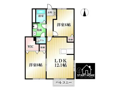パンタナールII C棟(2LDK/1階)の間取り写真