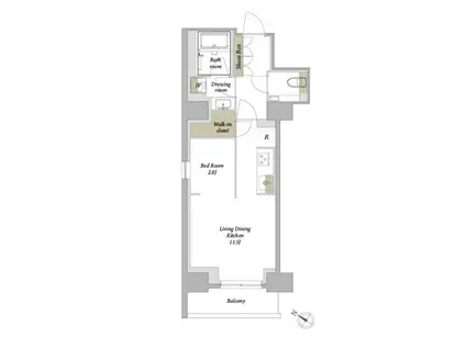 プライムメゾン西新宿(1LDK/9階)の間取り写真