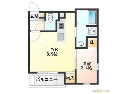 CHERIM浄心イースト(1LDK/2階)の間取り写真