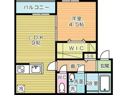 LALUCE黒住(1LDK/2階)の間取り写真