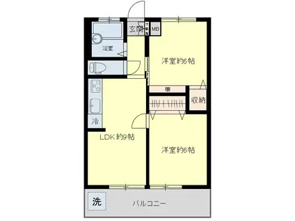 コーポ中野(2LDK/4階)の間取り写真