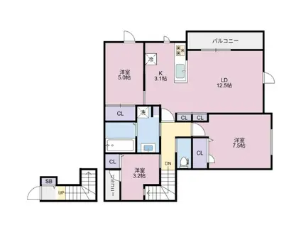 BELLE LEAD 東吉野 B棟(2SLDK/2階)の間取り写真