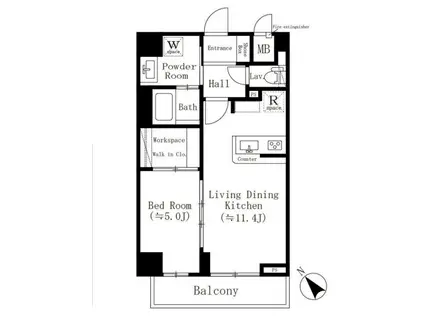 MAISON.O(1LDK/4階)の間取り写真