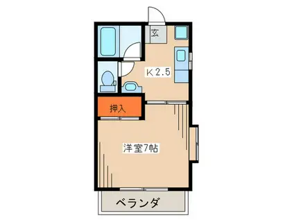 フローラハイム(1K/1階)の間取り写真