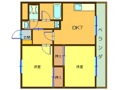 サニーコート・ナカイ(2DK/1階)の間取り写真