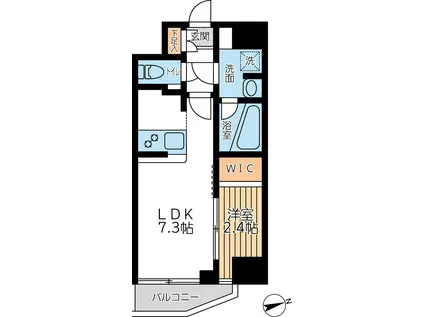 アジールコート西馬込II(1DK/3階)の間取り写真