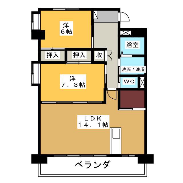 ロゼ・ロワール(2LDK/5階)の間取り写真