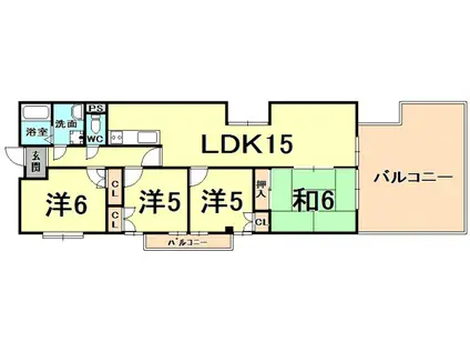 イトーピア甲陽園(4LDK/4階)の間取り写真