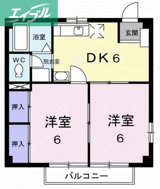 グリーンハウスおがわ(2DK/2階)の間取り写真