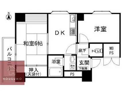 ローズコーポ新大阪第6(2DK/14階)の間取り写真