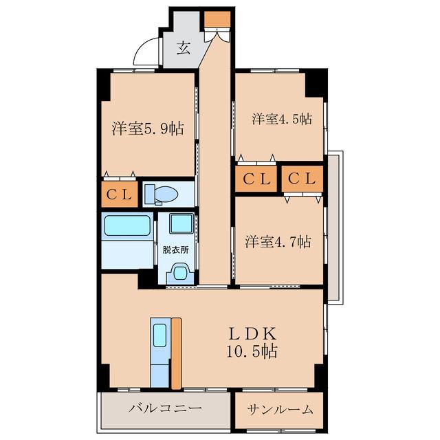 大丸西原マンション(3LDK/2階)の間取り写真