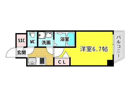 ファーストフィオーレ難波南(1K/10階)の間取り写真