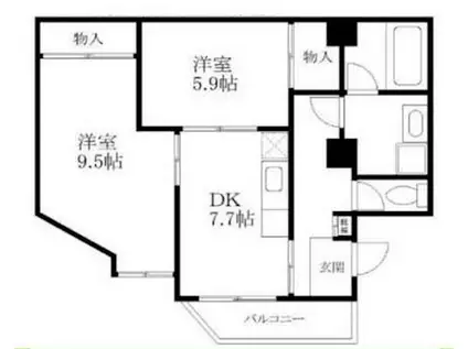 プレアール若園(2DK/1階)の間取り写真