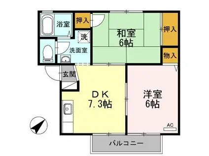 フジハイツ(2DK/2階)の間取り写真