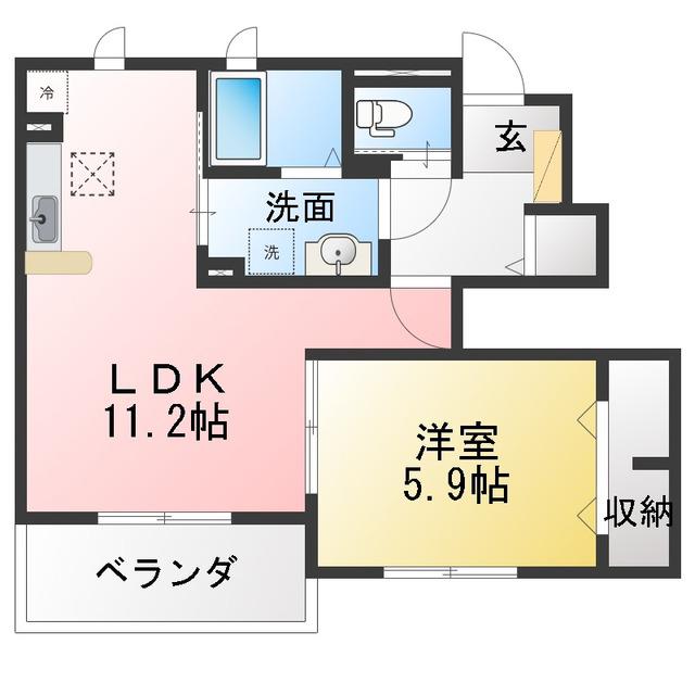 マウンテンローレルN(1LDK/1階)の間取り写真