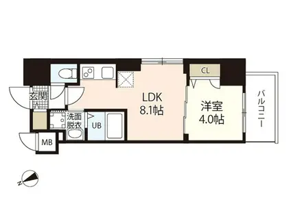 S-RESIDENCE鶴見町ALTANO(1LDK/3階)の間取り写真