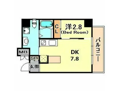 シティフラット六甲道II(1DK/10階)の間取り写真