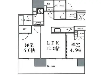 パークホームズ浅草橋(2LDK/8階)の間取り写真