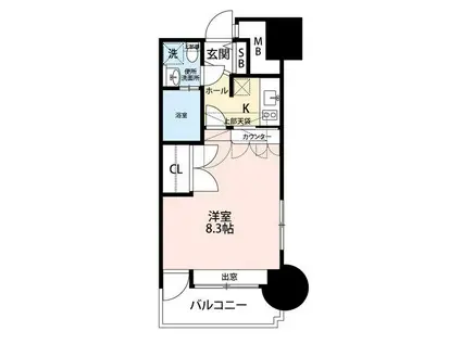 エステートモア別府(1K/11階)の間取り写真