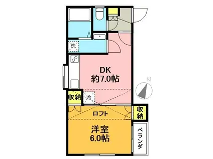 アジュール松原II(1DK/1階)の間取り写真