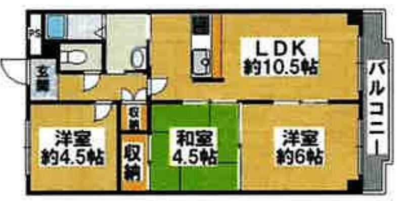 メゾン昆陽里(3LDK/1階)の間取り写真