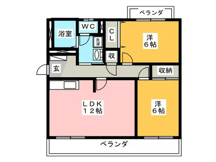 チロリン邑(2LDK/4階)の間取り写真