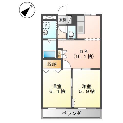 プロニティT&S(2DK/2階)の間取り写真