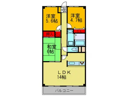 フレーシア布施(3LDK/2階)の間取り写真