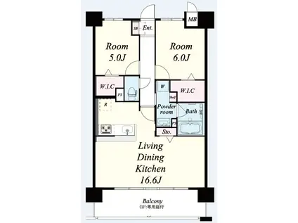 コンフォール京橋(2LDK/2階)の間取り写真