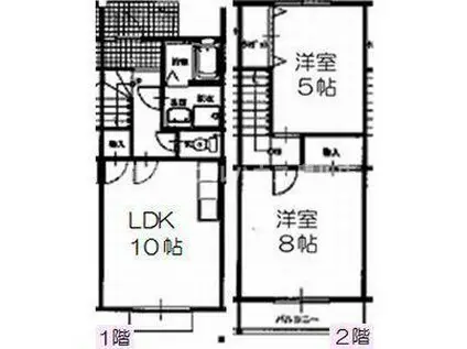 アヴァンセB(2LDK/1階)の間取り写真
