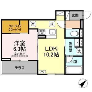 D RIVET 谷田(1LDK/1階)の間取り写真