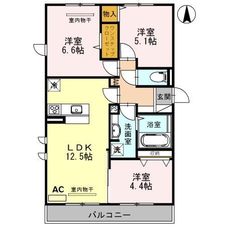 マーレルミノーソII(3LDK/2階)の間取り写真