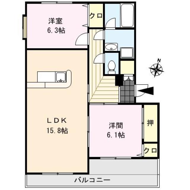 グローイングコート(2LDK/1階)の間取り写真