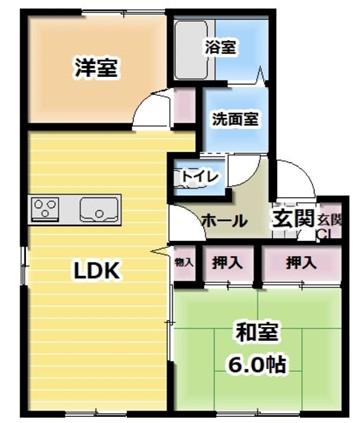 ハイツ熊見II(2LDK/2階)の間取り写真