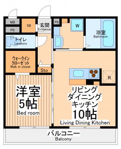 オークスアレイ相模原中央(1LDK/1階)の間取り写真