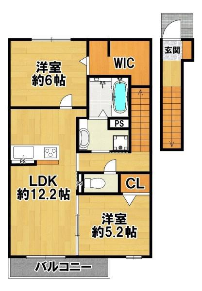 ボヌールメゾン(2LDK/2階)の間取り写真
