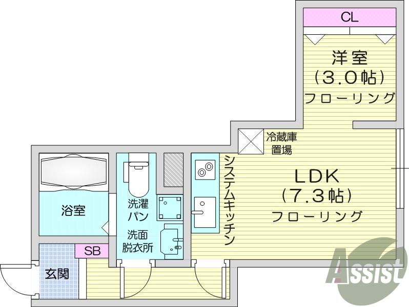 メリディアン多賀城新田(1LDK/1階)の間取り写真