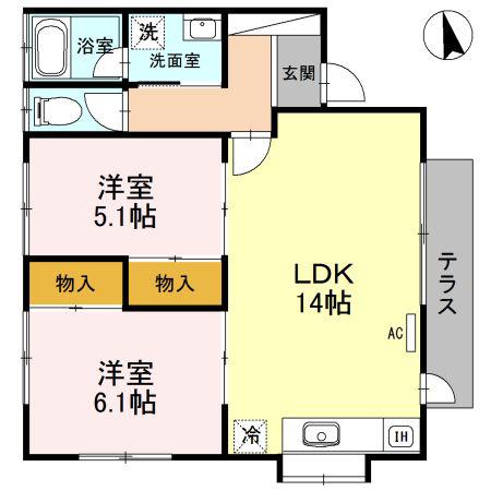 エールハイムI(2LDK/1階)の間取り写真