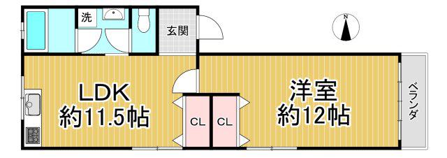 マンションアラスカ(1LDK/3階)の間取り写真