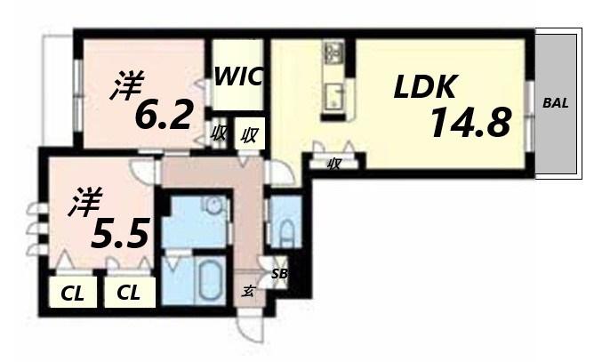 シャーメゾンラプロヴァンス(2LDK/1階)の間取り写真