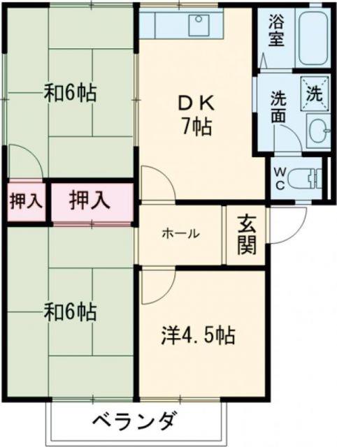 風薫るビレッヂB(3DK/2階)の間取り写真