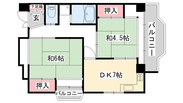 RUEFU5(2DK/2階)の間取り写真