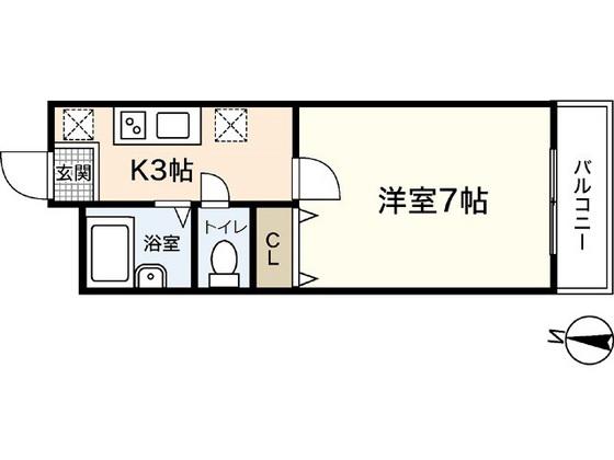 ラコント宮ヶ瀬(1K/1階)の間取り写真