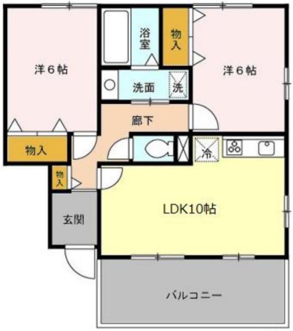 アイツーI(2LDK/2階)の間取り写真