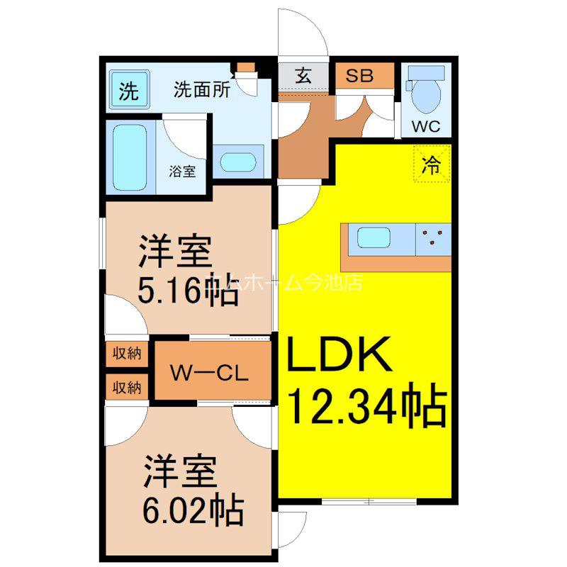 QUADOR NOIE 今池(2LDK/3階)の間取り写真