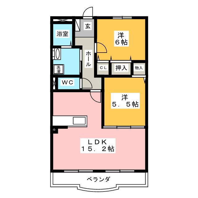 レインボーヒル(2LDK/4階)の間取り写真