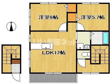 グランルーフメゾン(2LDK/2階)の間取り写真
