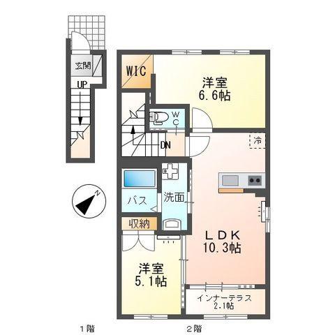クレサンテーム(2LDK/2階)の間取り写真